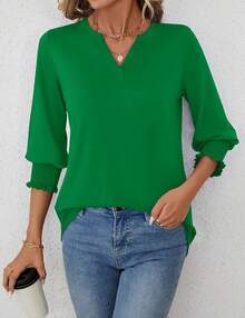 LOMON Women's 2025 Fashion Tops 3/4 Length Sleeve Business Casual Blouses Summer Tees Shirts - 綠色 - 查看 6