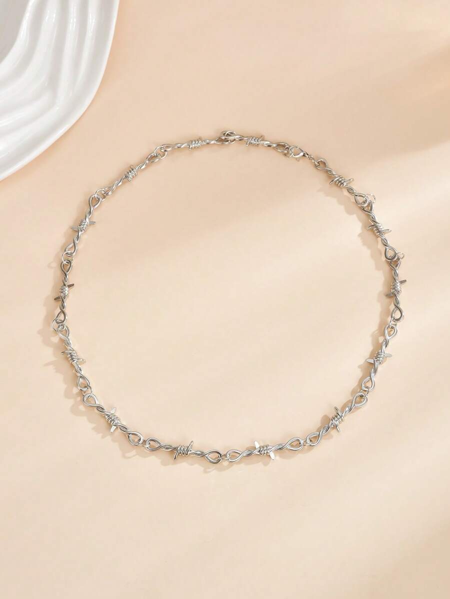 1st asymmetrische doorn- en doornige wijnrankvormige metalen herenmode hanger ketting