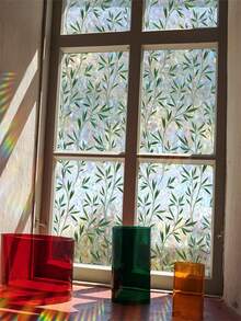 1Roll Rainbow Window Privacy Film Holographic Stained Glass Window Film Vinyl Static Cling Sticker Non-Adhesive Removable House Window Tint For Home Room Decor Home Decor Stickers Wall Stickers Wall Decor - Multicolor - View 5