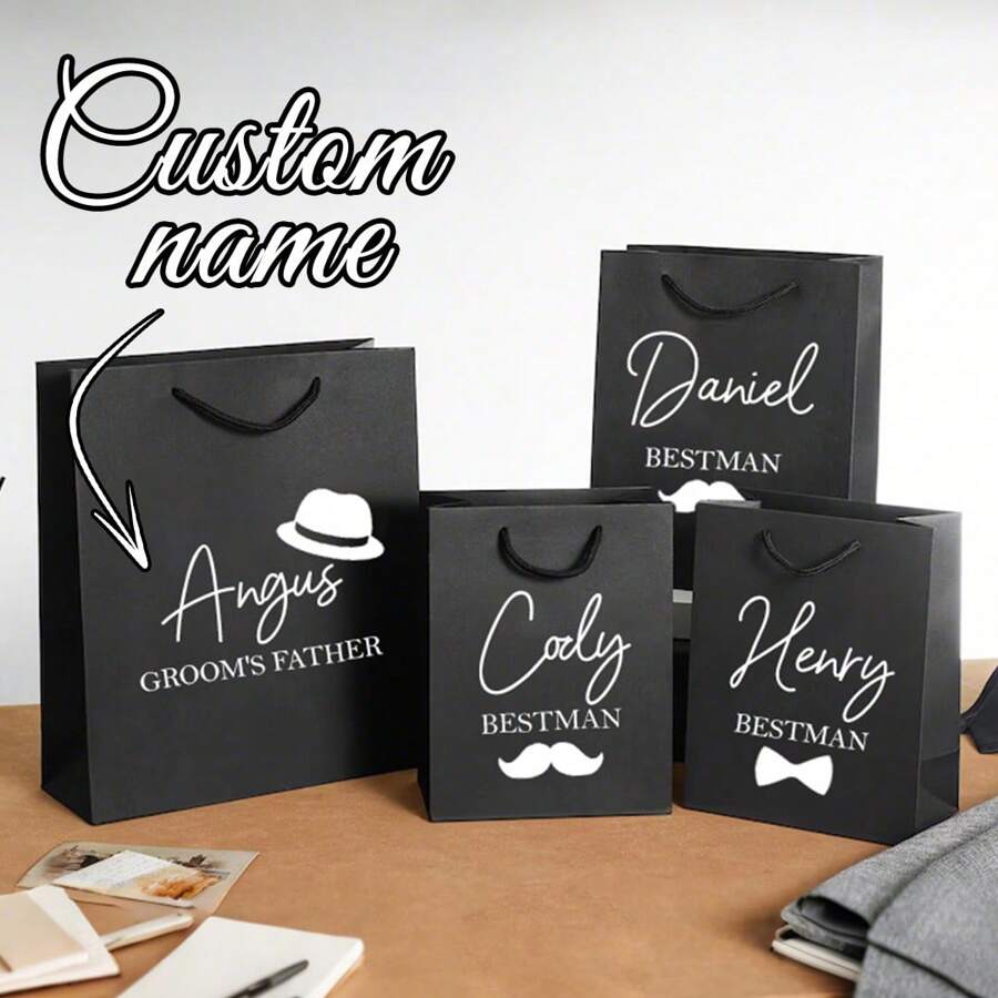 1pc Custom Groomsman Gift Bag, High-Quality Groomsman Gift Bag, Personalized Gift Bag For Wedding, Birthday, Bachelor Party, Wedding Favor Return Gift,Art Activities For Children