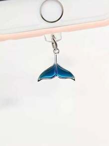1 pezzo Tappo antipolvere a forma di coda di sirena blu, accessorio creativo e carino, ciondolo in lega metallica a forma di coda di sirena o di balena, tappo in silicone trasparente per telefono, auricolare, tablet, Kindle, decorazione per porta di ricarica del telefono, adatto come piccolo regalo, impermeabile e anti-polvere per iPhone Lightning/Type-C, protegge saldamente la porta di ricarica del telefono
