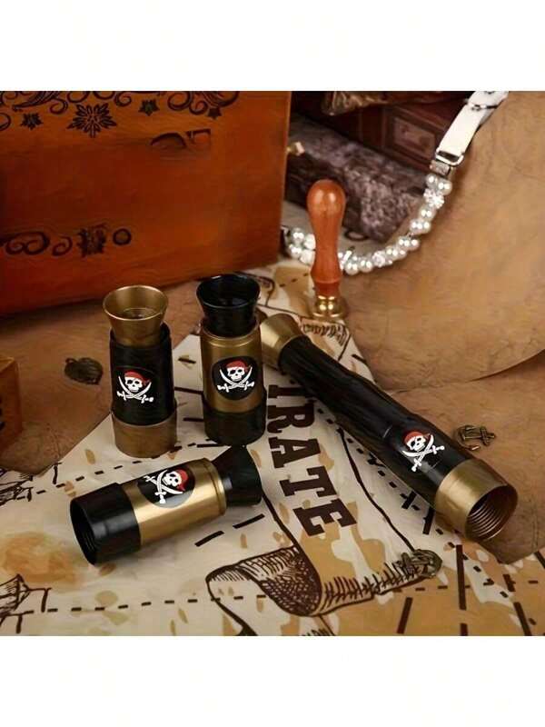 1pc Pirate Telescope Party Favor - Mini Treasure Hunting Prop, Designed For "Proceed To Treasure", Black & Gold Decor, Suitable For Birthday Parties And Themed Events, Pirate Accessories Halloween