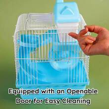 Mini Double-Deck Hamster Cage Villa - Metal Frame + Detachable Base For Easy Cleaning, Three-In-One Hamster Entertainment With A Wheel/Tunnel/Platform, Natural Landscape Cage For Pets, Safe For Chewing And Escape-Proof - Pink - View 3