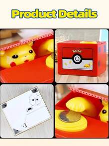 pokemon Pokemon Pikachu Electric Piggy Bank With Pokeball Design - Fun Musical Coin Bank For Saving Money Perfect For Fans And Home Decor