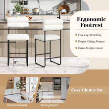 Set Of 2 Counter Height Bar Stools 26'' Counter Stools W/ Metal Frame & Footrest - 黑與白 - 查看 6