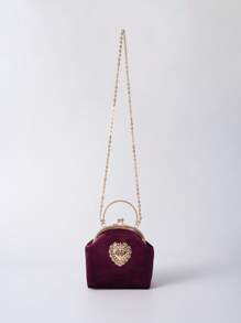 Solid Color Canary Clutch, Delicate Love Shaped Hardware Decoration With Metal Chain Crossbody Bag, Anti-Theft Pocket Bag, Cheongsam Style Handbag Suitable For Evening Dress, Cheongsam, Etc. To Attend Chinese Dinner Parties, Family Gatherings. It Can Be Used As A Birthday Gift Or A Holiday Gift For Your Mother Christmas Winter Christmas Gifts