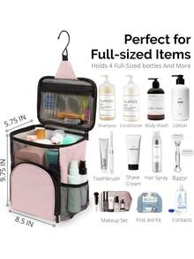 Original Portable Shower Caddy For College Dorms - Foldable Mesh Tote - Dorm Room Essentials - Durable Hanging Travel Shower Bag - Perfect For College Students, Men, Women - Blush Pink - View 4