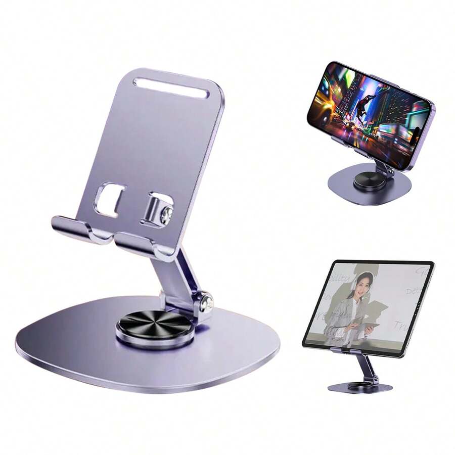 Soporte Celular Plegable Giratorio 360° para Escritorio - Accesorio Móvil Ajustable - Morado - Ver 1