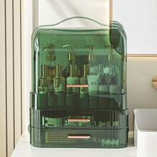 NetHong Cosmetics Storage Box With Lid And Handle Large Makeup Organizer Box Drawers For Skincare Display Cases Countertop, Bathroom - Translucent Green - View 4