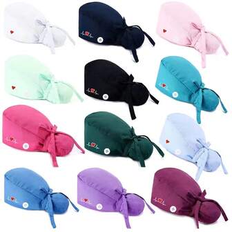 1pc Nurse Cap/Hat With Heart & Electrocardiogram Embroidery Design, Solid Color
