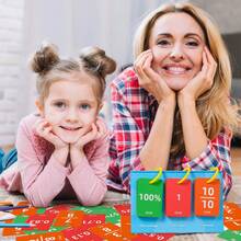 69张小数/分数/百分比转换闪卡，数学思维训练卡，适合3-6岁儿童，家庭和学校教育的数学学习辅助工具，玩具（形状和颜色等细节随机）