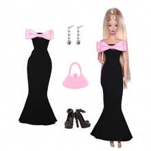 11.5 英寸娃娃时尚服装套装，露肩蝴蝶结礼服时尚可爱服装套装，5 种风格可混搭（不含娃娃） - 彩色 - 查看 4