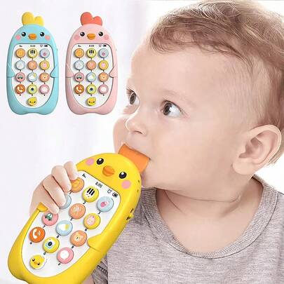 1 pieza Juguete de teléfono bebé multifuncional y con diseño adorable, con función de aprendizaje sensorial con diversos efectos de sonido y luz, juguete de dentición, regalo para baby shower