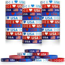 6-Piece Set Of American Flag Men's And Women's Accessories, Rubber Wristbands, Sports Wristbands, Silicone Wristbands With Red, White, And Blue Star Patterns, Holiday Commemorative, Birthday Gifts, Sports Wristbands, Beach Accessories