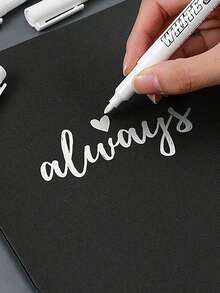 1/3/6/12pcs White Permanent Marker Pens, Fine Tip, Waterproof Quick-Drying Ink, Suitable For Glass, Windows, Tire Painting, Clothes, Wood, Leather, Ceramic, Metal, Paper, Art Creation And Sketching - White - View 6