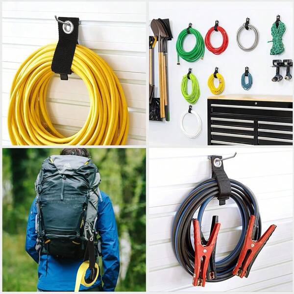 1 pieza de Cinta de utilidad industrial de grado pesado de nailon, color negro, correa colgante plegable de uso múltiple, material trenzado duradero, adecuado para embolsar, organizar colgando, estructura de fuerza industrial, múltiples opciones de tamaño