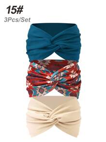 3pcs Women's Extra Wide Criss-Cross Casual Boho Headband, Solid Color Versatile Hair Accessories Turban Headband Sweatband, Hairband