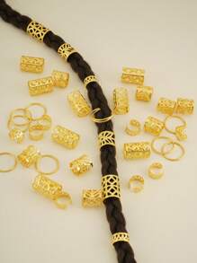 40 Stücke/Set Vintage Cut Out Haaringe, Haarmanschetten aus Legierung, Haarspangen mit Schlaufen, Haraccessoires, Sommerschmuck für geflochtene Haare