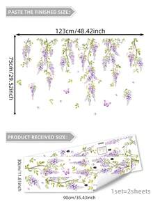 1 件紫藤和蝴蝶图案家居装饰墙贴，贴纸，墙贴花，乙烯基贴花用于家居装饰，春季装饰品让您的家焕然一新，拉玛装饰贴纸礼物生日毕业 - 彩色 - 查看 10