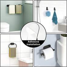 4pcs Stainless Steel Towel Ring Set, Towel Bar, Bathroom Towel Rack, Toilet Paper Holder, Suitable For Home & Bathroom