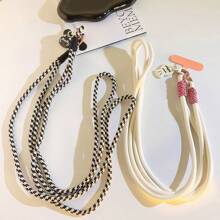 Cordón para el cuello con Body cruzado y teléfono de moda, con colgante de gato y pez, decoración de correa tejida, cuerda de collar para exteriores