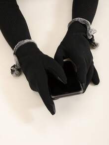 1 双纯色优雅涤纶触屏全指手套，时尚保暖，适合女士日常穿着、户外运动、驾驶、秋冬季 - A - 查看 11