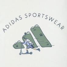 Adidas Camiseta de cuello redondo de manga corta tejida con estampado de garabatos para niño pequeño TJZ4073
