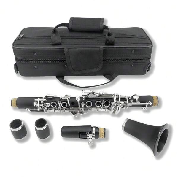 Professionelle Klarinette Ebonit Holz vernickelt Klappen mit Fässern Rohrblatt Zubehör Schöner Klang Langlebiger Koffer (ekey-clarinet)