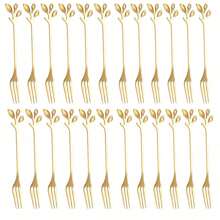 12/6/3/1pcs Stainless Steel Dessert Forks, 4.72inch Fruit Forks With Leaf Shaped Handles, Suitable For Home Afternoon Tea, Cafe, Fruit, Cake, Dessert, Minimalist And Elegant Stainless Steel Forks, Kitchen Essential, Tableware, Salad, Vegetable,School Supplies
