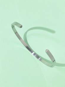 1 件简约时尚不锈钢 4 毫米/6 毫米宽 C 形手镯