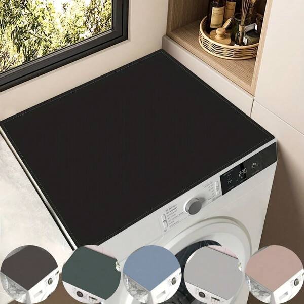 1pc Washer Or Dryer Top Mat Cover, Anti-Slip Washing Machine Dust-Proof Top Cover.Black Washer Dryer Top Covers For Home Kitchen Laundry Room