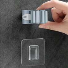 8pcs Multi-Function Punch-Free Wall-Mounted Strong Mop Hook, Waterproof Mop Storage Rack, Broom Hook, Bathroom Tool Storage Clip, Bathroom Hook, Bathroom Accessories, Suitable For Placing Mop Broom And Cleaning Tools In Bathroom