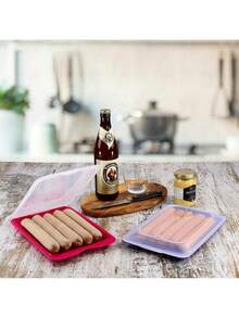 BLOOM STORE - Set de 4 recipientes para embutidos – Reutilizables, apilables, sin BPA – Apto lavavajillas y microondas – Disponible en 2 colores