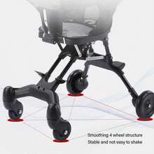 Cocinete de bebé 4 ruedas doble freno trasero ajustar la altura de la silla de bebé plegable con cojín suave gris - Gris - Ver 6