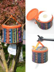 1 pezzo Custodia per fazzoletti da esterno, borsa portaoggetti per rotoli di carta da campeggio, porta rotolo di carta igienica per auto e casa, portafazzoletti portatile da appendere alla tenda, stile nazionale, pieghevole, scatola di immagazzinaggio per accessori da campeggio