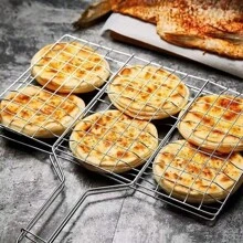 2/1 Pcs Foldable Stainless Steel Barbecue Basket, Outdoor Cooking Tools And Accessories, BBQ Tools, Grilling Grates, Racks, Pans, Kitchen Utensils, Detachable & Portable Fish And Vegetable Rack, Outdoor BBQ Accessories | Detachable Handle | Stainless Steel Basket, BBQ Accessories, Large Capacity Portable BBQ Basket - Durable Metal And Wood Design, Suitable For Fish, Chicken Wings