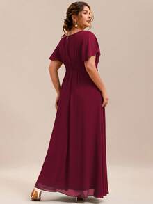 EVERPRETTY Elegant Chiffon Long Burgundy Bridesmaid Dress, Suitable For Wedding And Wedding Guest Wear, Mother Of The Bride - Burgundy - View 3