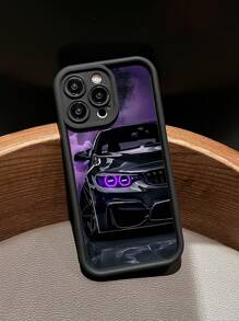 1 pieza Funda de teléfono a prueba de caídas y gruesa de coche de carreras morado apta para 11 12 13 14 11Pro Max 12Pro Max 13Pro Max 14Pro Max XR 15 15PRO 15PROMAX 16 16plus 16promax