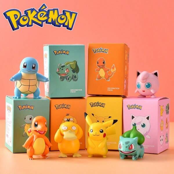 pokemon 1 Stück Pokemon Serie Mystery Blindbox, Figur, Puppenblindbox, Pokemon, Pikachu Modell, Puppen-Actionfigur, Pokemon Figur, Kuchen Dekoration (Zufälliger Stil, Blindverpackung)
