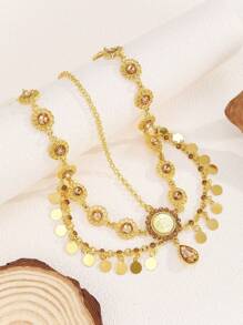 1 Stück modische goldene bohemische Haarschmuckkette, Quasten Pailletten Kopfschmuck Schmuck für Frauen, Braut Hochzeit