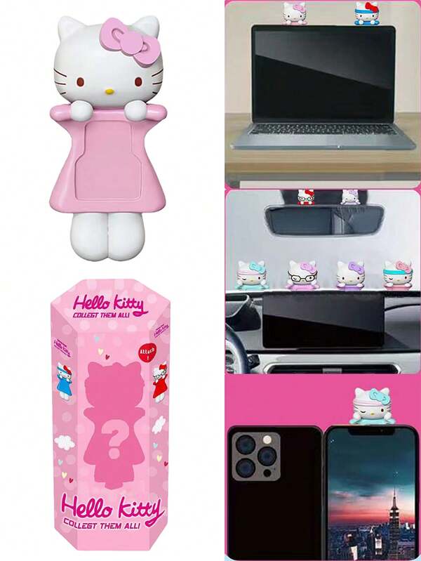 Sanrio Decorazione di bambola per telefono cellulare a tema Hello Kitty, ciondolo ad angioletto in confezione cieca, ciondolo di bambolina cartoni animati carino, ciondolo in PVC, adatto per decorare schermo di cellulare, specchietto retrovisore, interno auto, computer portatile, il regalo ideale per Pasqua, compleanno, San Valentino.