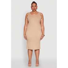 Vestido midi de cuello de barco talla grande - Multicolor - Ver 1