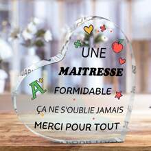 2D flach geschnitzter Acrylplakette - ein Geschenk für Frauen, Mütter, Schwestern, Lehrer - einzigartiges Geburtstags- und Weihnachtsgeschenk, mit der Botschaft "Une Maitresse Formidable C'ane S'oublie Jamais Merci Pour Tout", klassischer Stil, Familien-Thema