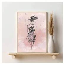 1pc Frameless Modern Fashion Women's Line Art Posters Minimalist Watercolor Fashion Wall Arts Nordic Style Living Room Bedroom Dormitory Study Bar Coffee Shop Office Room Wall Decoration Home Decoration