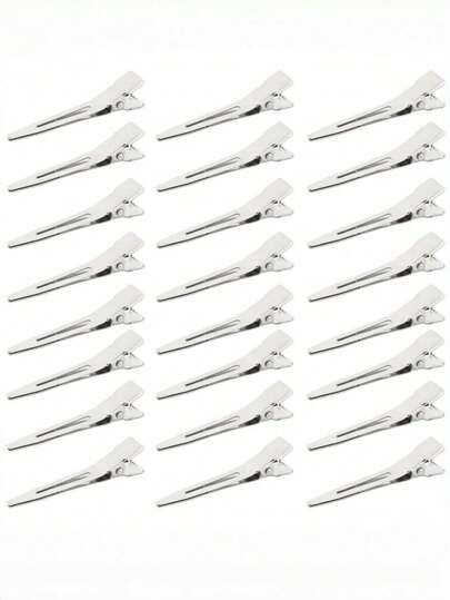 24 Adet Timsah Klipsi, 1,8 İnç Tek Uçlu Klips Saç Aksesuarları Saç Şekillendirme, Saç Boyama, Gümüş, Okul Malzemesi