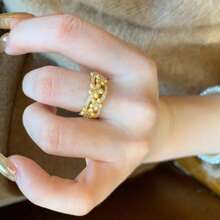 18K Gold Plated Elegant Lady's Adjustable Zirconia Flower Ring