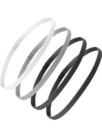 4 st. enfärgade elastiska sportpannband, halkfria hårband, unisex, elastiskt yoga pilates sportpannband, löpning fitness, stretchigt pannband håraccessoarer höst vinter hårband för semesterkläder kvinna elegant halsduk kvinnor bandanas mjuk huvudbonad