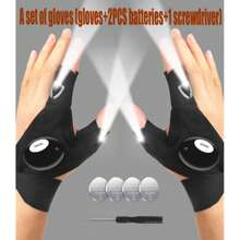 LED Illuminated Fishing Gloves For Emergency Repair, Night Fishing Lighting Gloves, Finger Lights Gloves