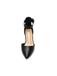 Womens Court Shoes Elastic Ankle Straps - Graphite Black - View 8