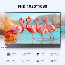 Uperfect Unify B5 - Upgrade 15.6" VESA Portable Monitor 1080P Display 15.6 Inch VESA Portable Monitor! 15.6 inch all-in-one design portable monitor can reduce the burden of the backpack, brings convenience to users. For a PC/Laptop which supports Thunderbolts 3 and a mobile phone which supports USB 3.1, you can connect it with the included Type-C to Type-C cable to provide video, audio, and power to the monitor. In addition, if you use the included USB adapter and power cable to power the monitor, it can also power your computer or smartphone at the same time. The portable display is also equipped with an OTG port (micro USB) for connecting the mouse or keyboard.